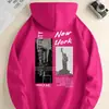 Sudadera con Capucha Estampado de la Ciudad de Nueva York, Sudadera Cool para Hombre, Sudadera con Capucha y Diseño Gráfico Casual para Hombre