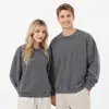 350g T-shirt de manga comprida lavagem pesada estilo antigo de marca de moda americana masculina e feminina suéter de gola redonda solto retrô com estampa