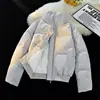 Jaqueta Curta de Algodão Estilo Retrô Americano para Homens, Casaco de Inverno com Gola Alta, Marca Trendy com Sensação de Luxo, Jaqueta Puffer Aconchegante Cleanfit