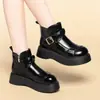 Botas de cuero forradas de felpa para mujer, zapatos de algodón para otoño e invierno, suela de plataforma, estilo retro, adecuados para primavera y otoño, disponibles para dropshipping, botines de suela gruesa, botas cálidas, un par