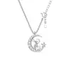 Collar Principito Colgante Estrella Luna Lujo Ligero Sentido de Diseño de Nicho Cadena para Clavícula para Novia Bienestar Regalo de Cumpleaños