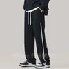 Calça de Moletom Esportiva Pesada Outono 2025 para Homens, Reta Solta High Street Americana Cáqui de Perna Larga Casual