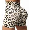 Shorts de Yoga Sin Costuras con Estampado de Leopardo Populares Transfronterizos Mallas de Fitness para Correr Cintura Alta Levanta Glúteos Deportivos para Fondo Pantalones Tres Puntos