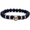 Amazon Explosiones Pulsera de Piedra Volcánica Esmerilada Natural con Cuentas Cabeza de Leopardo Cabeza de León Diamante Pulsera Elástica