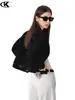 Chaqueta de mezclilla azul estilo retro americano de 11KN para hombres y mujeres, corte holgado, deconstruida con color contrastante y costuras visibles, chaqueta casual de trabajo
