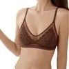 Sutiã de renda com bojo triângulo estilo francês para mulheres, fino e respirável, adequado para seios pequenos e planos, confortável, sem aro, sutiã de renda em malha sexy