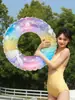 Lentejuelas sueño sirena anillo de natación agua inflable anillo de natación niños anillo axila salvavidas anillo flotante