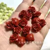 Laca Cor Coral Pó para Escultura Compactado Pó de Concha Estéreo Flor Prensada Flor Rosa com Furo Reto Contas Acessórios para Joias DIY