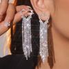 Argola de Prata S925 Agulha Coreia do Sul Diamante Brincos Longos Elegantes com Franjas Moda Feminina Personalizados Simples Joias de Orelha Celebridade da Internet