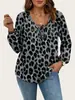 Ropa Europea y Americana Transfronteriza para Mujer Tallas Grandes, Nuevos Tops Vintage de Otoño con Estampado Floral, Camisas de Gasa con Cordones y Cuello en V de Manga Larga