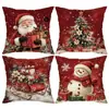 Funda de almohada Ambiente Navideño Amazon Papá Noel Estampado para el Hogar Funda para Sofá Funda de almohada Navideña de Lino