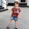 Roupa Infantil Meninos Conjunto de Verão 2026 Novo Desenho Animado Manga Curta Conjunto de Duas Peças para Meninos Roupas de Verão da Moda
