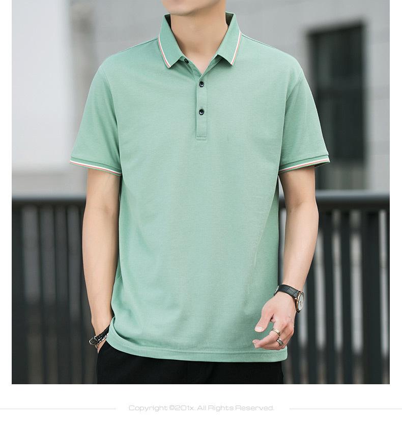 恒源祥桑蚕丝短袖T恤夏季男薄款商务休闲体恤t翻领莫代尔POLO衫男2
