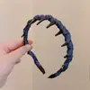 Faixa de Cabelo Dentada de Tecido Jeans de Alta Qualidade para Mulheres com Topo Alto de Caveira, Faixa de Cabelo para Lavar o Rosto e Fixar o Cabelo, Presilha de Cabelo Elegante, Pequeno Acessório de Cabelo para Mostrar o Rosto