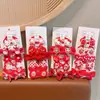Nuevos Lazos Rojos de Año Nuevo para Niñas, Pequeñas Gomas para el Cabello para Niñas, Bandas Rojas para el Cabello de Bebé para Fiestas, Juego de 5 Diseños de Dibujos Animados