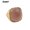 WT-R517 Anel Aberto Quadrilateral Colorido Vintage Clássico com Pedra Natural Banhado a Ouro 18k para Joias de Homens e Mulheres
