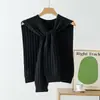 Chal tejido de hilo de mecha, adecuado para primavera, otoño e invierno, un cárdigan ligero de color liso, diseñado para llevar sobre una chaqueta, y una bufanda de cuello falso anudada para otoño