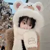 Sombrero de peluche con orejas de oso, bufanda y guantes todo en uno para mujer, engrosado y cálido para ciclismo de invierno, calentador de cuello con capucha, sombrero Lei Feng