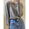 Cardigan de Caxemira Novo para Primavera e Outono Feminino Solto Emagrecedor Temperamento Camisola Camada Outerwear Bordado Malha Versátil Estilo Coreano