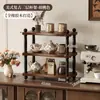 Estante para tazas de madera maciza cuidadosamente seleccionado, estante de almacenamiento de tazas estilo vintage americano, gabinete aparador, portavasos para café y vaso de agua de escritorio