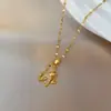 Acero de Titanio Chapado en Cobre 18K Oro Real Compacto Collar de Unicornio para Mujer Dorado Nuevo Diamante Cadena de Clavícula Animal Pegaso