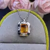 Pingente de Cristal Amarelo Puro Natural Enviado, Definitivamente Não Colorido por Cozimento Piezoelétrico Prata 925 Fina Incrustada Pedra Principal 7*9mm