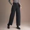 Pantalones de Lana de Gama Alta de Pierna Ancha para Mujer Invierno 2025 Nuevos Populares Sueltos Casuales Engrosados de Nueve Puntos Tipo Cimitarra Modernos