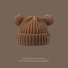 Gorro de lana con orejas de oso para mujer, gorro de punto grueso con forro polar para otoño e invierno, gorro de estilo coreano, bonito gorro de invierno para mujer.