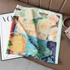 Estilo chino estilo pintura al óleo camelia moderno gasa 90 pañuelo cuadrado grande bufanda de seda para mujer bufanda de primavera y otoño con temperamento para combinar con camisa chal