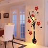 Pegatinas de Pared de Acrílico de Cristal 3D para Sala de Estar Sofá Fondo de TV Pared de Entrada 3D Impermeables Plantas Flores