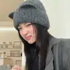Gorro divertido y lindo con orejas de gato, grueso y cálido para el invierno, gorro de punto a rayas, perfecto para sesiones de fotos y como cobertura para la cabeza a prueba de viento