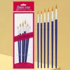 Pincel de Pintura a Óleo com Cabo Vermelho e Cerdas de Nylon, Pincel Único para Gouache e Acrílico, Pincel de Madeira