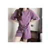 Conjunto Casual Esportivo de Manga Curta Feminino Verão Fino Solto Estudantes Versátil Estilo Hong Kong Nicho Shorts Conjunto de Duas Peças Ins