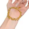 Pulseira de Contas Disco Entrelaçadas Cintilantes, Luxo Leve, Sensação de Alto Padrão, Estilo Chinês, Retrô, Joia de Mão Exquisita em Ouro Areia, Presente para Namorada