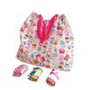Bolsa de Compras Dobrável Verde Japonesa Desenho Animado Fofa Leve Grande Capacidade Bolsa de Ombro Grande Feminina Estilo Ins Presente