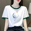 Camiseta de Manga Corta de Moda para Mujer, Estilo Veraniego Nuevo, Holgada Casual, Rejuvenecedora, Adelgazante, Descuento de Comercio Exterior Transfronterizo