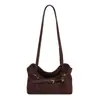 Bolsa de Ombro Fosca Fashion para Mulheres 2025 Outono Nova Coreana Retro Camurça Casual Bolsa de Axila Tendência