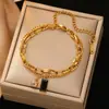 Pulsera Transfronteriza Europea y Americana de Acero Inoxidable con Forma de Corazón, Colgante de Cruz de Acero de Titanio para Mujer, Joyería Apilable Multicapa Chapada en Oro de 18K
