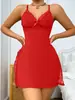 Camisola Sexy Fina de Estilo Francés para Mujer, Vestido de Dormir de Encaje Transparente Patchwork de Verano, Ropa de Salón de Moda