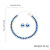 Aretes Cuadrados con Incrustaciones de Diamantes, Collar, Retro, Elegante, Exquisito, Cadena de Clavícula a la Moda, Lujo Ligero, Set de Joyería de Alta Gama