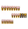 Uñas Portátiles Más Vendidas Transfronterizas, Pegatinas para Uñas Patrón Tigre Amarillo y Negro de Longitud Media, 24 Piezas, Uñas Postizas Portátiles Desmontables al por Mayor