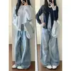 Jeans de Moda Curvos Lavados con Diseño de Carpa Koi para Mujer 2026 Nuevo Estilo Otoño Corte Holgado Adelgazantes Pantalones Americanos de Pierna Ancha