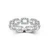 Anillo de Plata de Ley S925 Estilo Coreano con Moissanita, Artículo Popular, Exquisito Anillo Estilo Coreano con Diseño de Grillete Infernal