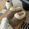 Pantuflas de felpa estilo Birkenstock Little Potato para mujer, nuevas pantuflas cálidas de algodón peludo para invierno 2025, botas de nieve