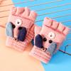 Luvas de tricô manual para meninos e meninas outono e inverno estudantes do ensino fundamental escrita desenho animado à prova de frio quentes luvas infantis