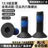 Parafusos de Cabeça Escareada Hexagonal Classe 12.9 Pretos com Adesivo Pré-Aplicado em Toda a Circunferência, Parafusos Antideslizantes e Antiafastamento M2M8