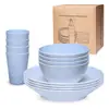 Amazon Patrón de Piedra Plástico PP Hogar Tazones para Comer Platos Vasos para 4 Personas Platos de Exterior Tazones de Sopa Vajilla Set Transfronterizo