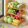 Estante de Almacenamiento de Cesta para Verduras de Cocina Encimera Doméstico Multicapa Simple Caja de Almacenamiento Dedicada para Verduras, Condimentos, Cebollas, Jengibre, Ajo