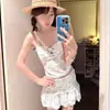Traje de Baño Conservador de Dos Piezas Estilo Coreano y Japonés, Dulce y Lindo de Cintura Alta que Cubre el Vientre Sexy para Busto Pequeño, Traje de Baño para Vacaciones en Aguas Termales