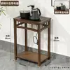 Mesa de Chá para Uso Doméstico, Mesa de Chá Pequena, Aparador, Bar de Chá em Madeira Maciça, Mesa de Chá com Chaleira Integrada e Suporte para Balde de Água